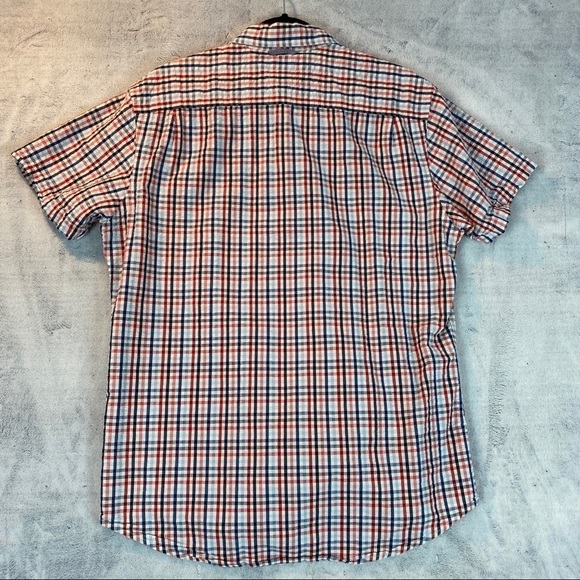 Tommy Hilfiger Shirt Mens Large Short Sleeve Button Down Seersucker Custom Fit - Picture 7 of 11